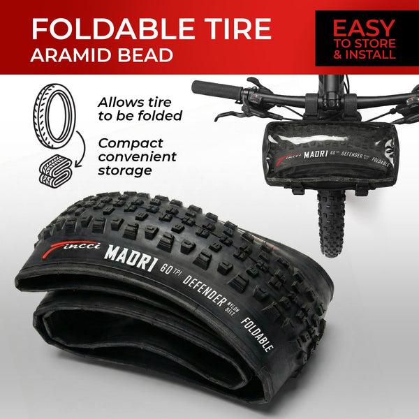 Fincci Set Foldable Kevlar 29x2.25 Mountain Bike Tire with Inner Tubes Schrader-Presta - 29 inch Bike Tire Maori 60 TPI with 1 mm Nylon Puncture Resistant for Electric, Enduro, MTB, XC Bicycle