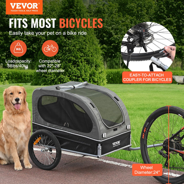 VEVOR Dog Folding Bike Trailer - 66/88 lbs.