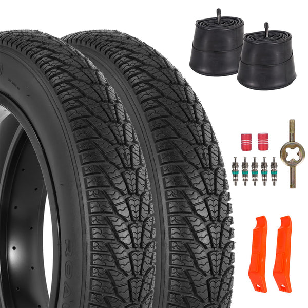 2-Pack 26x4.0 Fat Bike Tire, 26 Inch Mountain Bike Tires & Tubes Set, Folding Replacement Bicycle Tires with Tire Levers for Off-Road Bike and Ebike