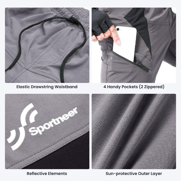 Sportneer Bike Shorts for Men: 3D Padded Lightweight Riding Biking Cycling Mountain Bike Shorts for Men with Zipper Pockets