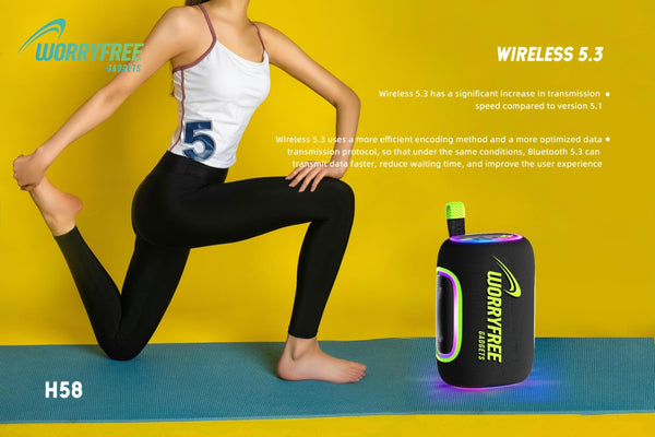 Portable Wireless Waterproof Bluetooth Speaker, 65W Output, RGB Lights, 10M Range, TWS Connection, AUX/TF Card (Black)