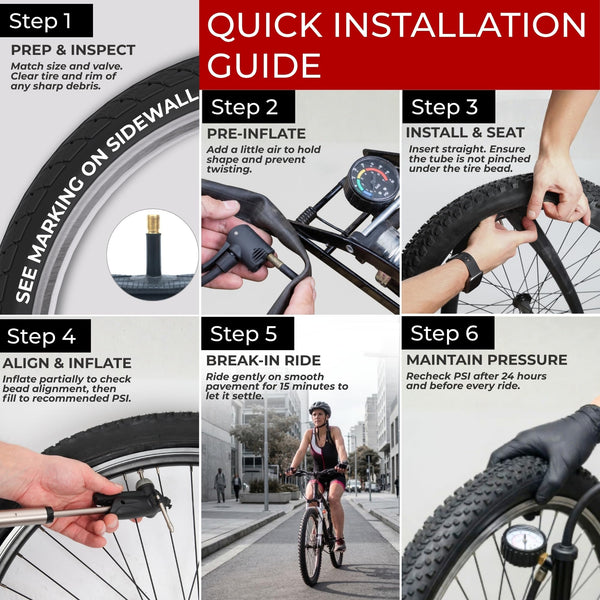 Fincci Bike Tire Tubes 26x 1.25 x 1.35 x 1.4 x 1.5 with Presta-Schrader Valve – Pair Durable 26 Inch Bike Tube - Reliable Air Retention 2X Tubes for Mountain, MTB, Road, XC, Cruiser Bikes