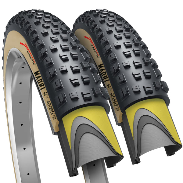 Fincci Maori 29x2.25 Mountain Bike Tire - Pair 29 Inch Bike Tire with 1 mm Nylon Puncture Resistant 60 TPI - Foldable Kevlar Black 57-622 MTB Tires 29 for Electric, Trekking, Hybrid, Cruiser Bikes
