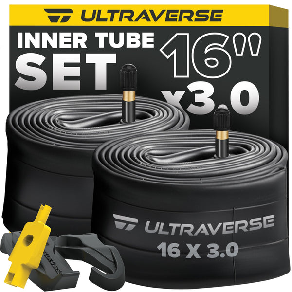 Ultraverse 20x4.0, 24x4.0, 26x4.0, 20x3.0, 26x3.0, 16x3.0, Inner Tube Set with Schrader Valve - Ideal for Mountain Bikes & E-Bikes with Fat Tires - Durable & Reliable 2 Pack with Tire Levers - TRIPPER ELECTRIC BIKES