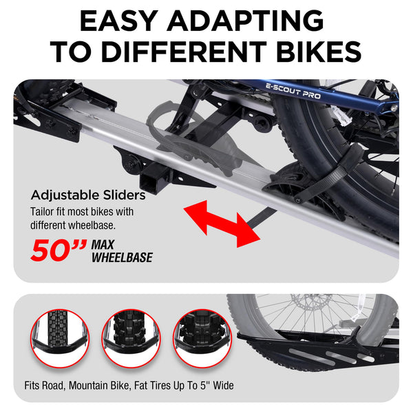 Rockland Foldable 4-Bike Rack, 160 lbs Capacity, Hitch Mount Bike Rack, Fits up to 2.5" Tire Width and 50" Wheelbase, Bike Carrier Rack for 2" Receiver for Cars SUVs Vans RVs