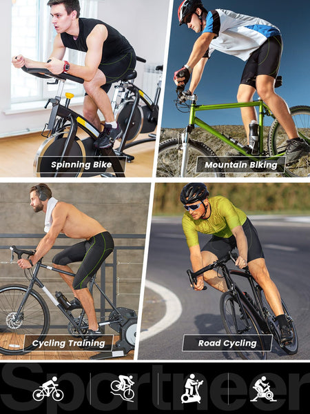 Sportneer Padded Bike Shorts for Men - 4D Padding Mens Bicycle Cycling Biking Clothing Shorts, Breathable and Absorbent