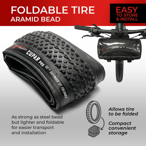 Fincci Foldable 26x2.10 Mountain Bike Tires - 26 Inch Bike Tires with 1mm Nylon Puncture Proof - Black Kevlar 26 Bike Tyre 60 TPI with Cross Country Profile for MTB, XC, Folding, Hybrid Bicycles