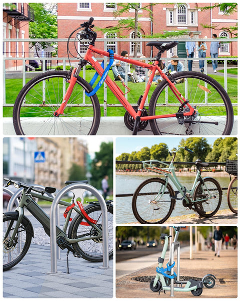 Sportneer Bike Lock: 5 Digit Combination High Security Anti Theft Bike Chain Lock - 3.2/3.6/4ft Heavy Duty Keyless Bicycle Lock for Bike, Motorcycle, Scooter, Door & Gate - 4/6mm Thick, Easy to Use