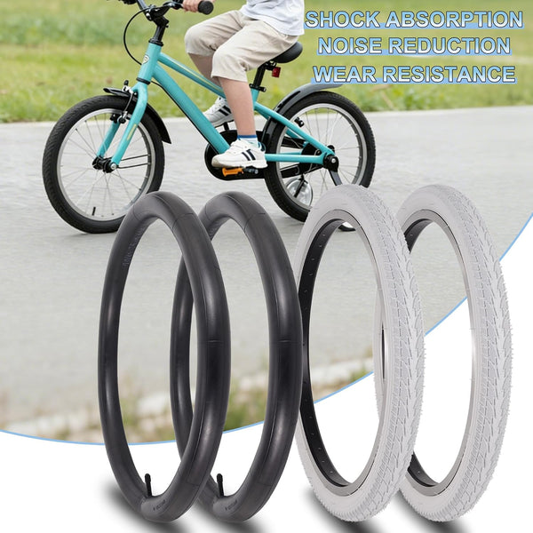 2Sets 20x1.75 White Bike Tires and Tubes, 20 Inch Bike Tire Puncture Resistant Folding Street Bike Tire Sets 47-406 Compatible with Road Street Bicycle E-Bike Wheelchair Low Resistance