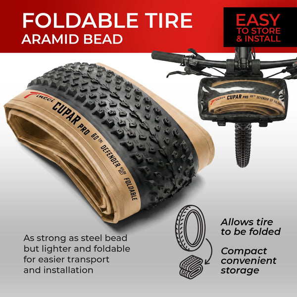 Fincci Foldable 26x2.10 Mountain Bike Tires - 26 Inch Bike Tires with 1mm Nylon Puncture Proof - Black Kevlar 26 Bike Tyre 60 TPI with Cross Country Profile for MTB, XC, Folding, Hybrid Bicycles