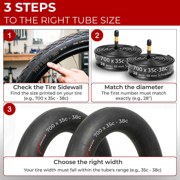 Fincci Pack Inner Tubes 700c x 35c x 38c with 48mm Schrader-Presta Valve - 700c Bike Tube for Gravel, Urban, Road,Touring, Hybrid, Bicycles, E Bikes - 28 inch Bike Tubes Butyl Rubber for Wheels 622