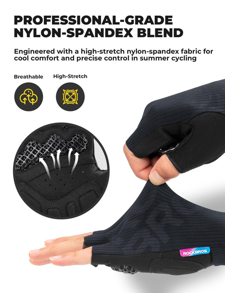 ROCKBROS Cycling Gloves for Men Women – 3D Padded Gel Breathable Biking Gloves, Touchscreen Compatible, Available in Half Finger & Full Finger for Outdoor Sports