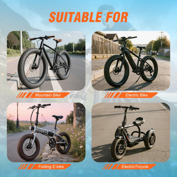 Fat Tire Electric Bike Tires 20/26x4.0 1/2-Pack All Terrain Puncture Proof Ebike Tires with Deep Tread, Wear-Resistant for Snow/Sand/Beach/Off-Road