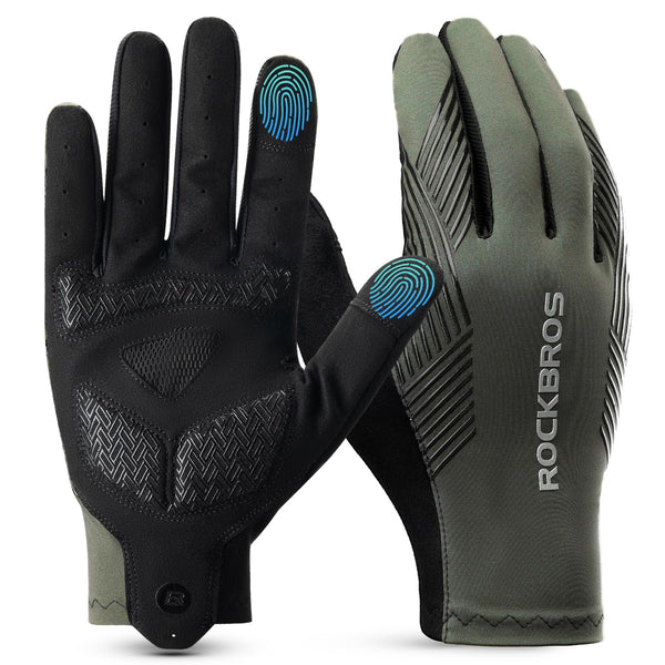 ROCKBROS Cycling Gloves - Anti-Slip Full Finger MTB Road Bike Gloves for Riding, Running, Hiking, Outdoor Sports