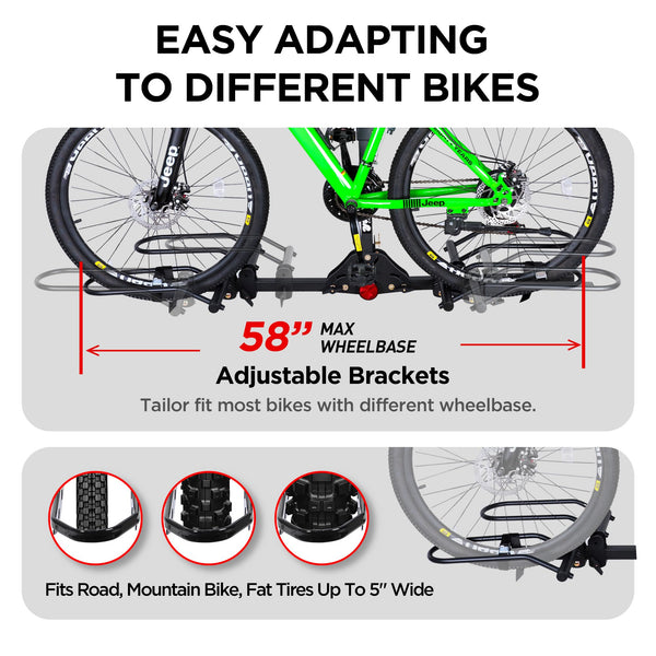 Young Bike Rack Hitch for Car - 200LB 2-Bike Rack Hitch Mount Platform Style Hitch Bike Rack，Smart Tilting & Easy Fold for Car SUV with 2 Inch Receiver，Bike Carrier Fits Up to 5-inch Fat Tire - TRIPPER ELECTRIC BIKES