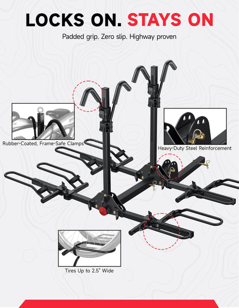 Young Bike Rack Hitch for Car - 200LB 2-Bike Rack Hitch Mount Platform Style Hitch Bike Rack，Smart Tilting & Easy Fold for Car SUV with 2 Inch Receiver，Bike Carrier Fits Up to 5-inch Fat Tire - TRIPPER ELECTRIC BIKES