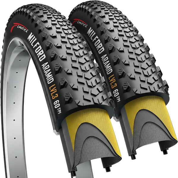Fincci Milford Gravel 700x45c Bike Tire - Pair Lightweight Aramid 700c Tires 47-622 with 1mm Nylon Puncture Proof - Foldable 28 inch Bicycle Tyres for Gravel, Touring, Hybrid Bikes - 60 TPI