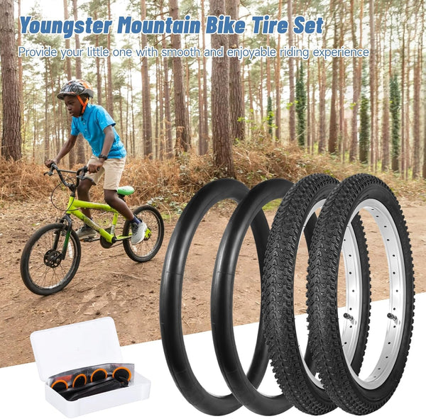 2 Pack 20x2.125 Bicycle Tires and Tubes,20 Inch Bike Tire, 20 x 2.125 Bike Tires & 20x2.125 Bike Tubes with Repair Kit, 20 Inch Mountain Bike Tire for MTB Tire, BMX Tire, Kids Bike Tire
