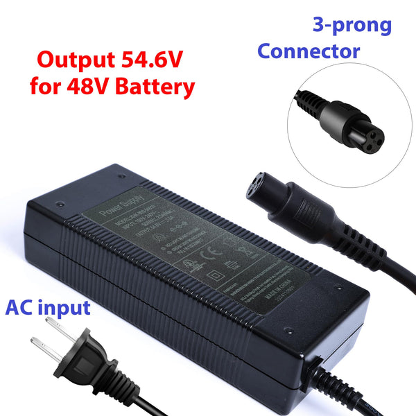 EVAPLUS UL Certified 54.6V Fast Charger with XLR Plug - 13S 48V Lithium Battery Charger for Electric Bikes, Mobility Scooters