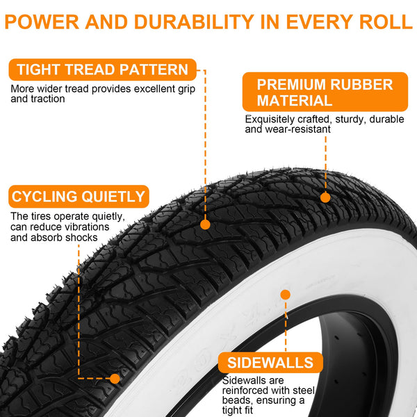 2-Pack 20x4.0 Fat Bike Tire, 20 Inch Mountain Bike Tires & Tubes Set, Folding Replacement Bicycle Tires with Tire Levers for Off-Road Bike, Ebike