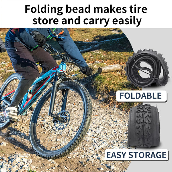 2 Pack 24" / 26"x 2.125" Bike Tire Folding Mountain Bike Replacement Bicycle Tire