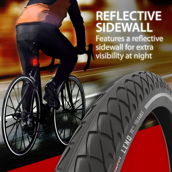 Fincci Pair 26x1.95 Bike Tire - Leno Semi-Slick City 26 inch Bike Tires - 50-559 Black Foldable Mountain Bike Tires for Electric, Road, MTB Bikes