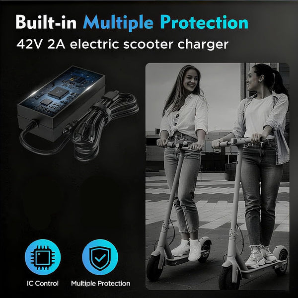 EVAPLUS SGS Certified 42V 2A Charger, Power Adapter with Female DC 5.5mm-2.5mm/2.1mm Port, Compatible with GOTRAX GXL V2, G2, G3, G4, Apex, for 36V Lithium-ion Battery