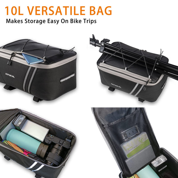 Waterproof Rear Bike Rack Bag with Rain Cover.
