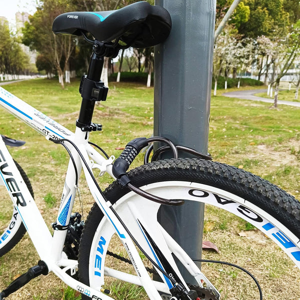 Bike Lock, 4 Feet Bicycle Lock, Heavy Duty Anti Theft 5 Digit Combination Lock, Bike Cable Lock with Mounting Bracket, Bicycle Cable Lock for Road Bike Mountain Bike Scooter