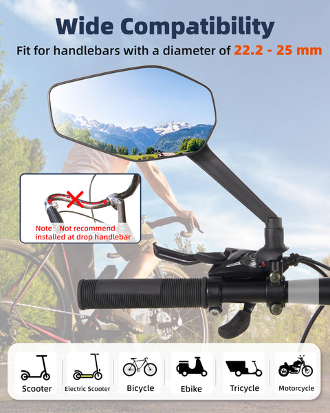 Octa Bike Mirrors (2 pcs ) - Ebike safety mirrors L/R - TRIPPER ELECTRIC BIKES