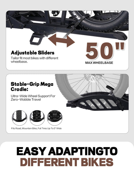 YOUNG ELECTRIC 200LBS EZ-FOLD Aluminum 2-Ebike Carrier with Ramp for Bikes and Electric Bike, Car SUV Truck Van RV and Trailer