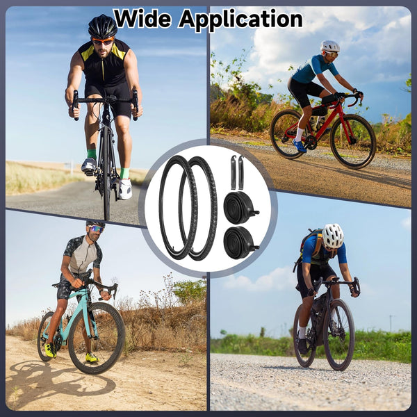 yeesport 2 PCS 700 x 38C Bike Tires and 2 PCS 700 x 35/43C Bike Inner Tubes with Valve 48mm, Plus 2 Tire Levers, Foldable Replacement Tires for Road Bicycle11