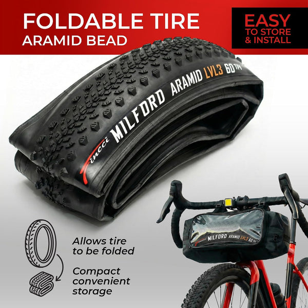 Fincci Milford Gravel 700x45c Bike Tire - Pair Lightweight Aramid 700c Tires 47-622 with 1mm Nylon Puncture Proof - Foldable 28 inch Bicycle Tyres for Gravel, Touring, Hybrid Bikes - 60 TPI
