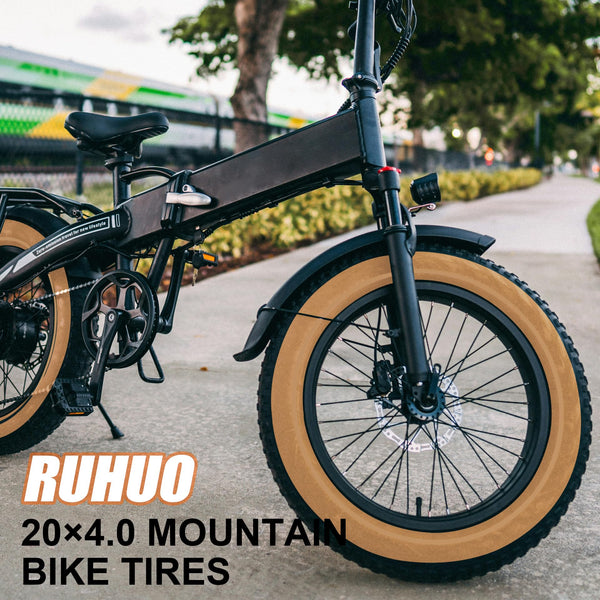 2-Pack 20x4.0 Fat Bike Tire, 20 Inch Mountain Bike Tires & Tubes Set, Folding Replacement Bicycle Tires with Tire Levers for Off-Road Bike, Ebike