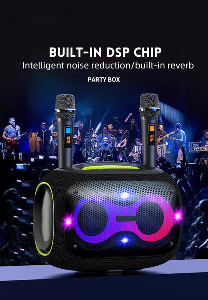Portable Bluetooth Speaker with Dual Wireless Mics with Volume Control, 120W, Tripod Stand, 10+ Hours Playtime, Big Bass TWS/USB/TF Card/AUX IPX6 Waterproof Party Box (Gray)