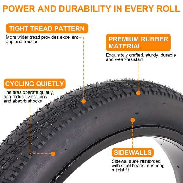 2-Pack 20x3.0 Bike Tires & Tubes, 20 Inch Mountain Bike Tire, 20x3 Bike Tire Tube with Tire Levers, Folding Replacement Bicycle Tires for Off-Road Bike and Ebike