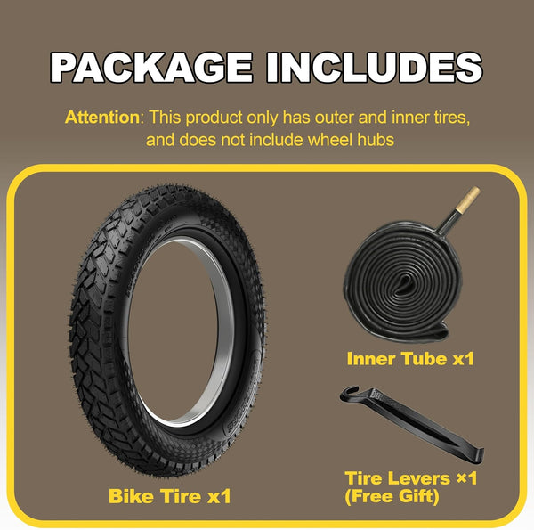 Fat Tire Electric Bike Tires 20x4.0, 1 Pack | Heavy duty tire, all-terrain directional tread, puncture resistant replacement bicycle tire for street and trail riding