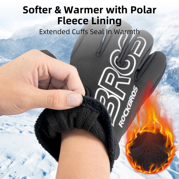ROCKBROS Winter Cycling Gloves for Men Women Water Resistant Touch Screen Gloves Shock-Absorbing Full Finger Biking Glove Anti-Slip Motorcycle Mountain Bike Gloves, for Fishing, Driving, Golfing