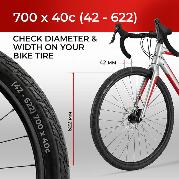 Fincci Pair 700x40c Bike Tire - 700c Gravel Tires with Kevlar & Nylon 1mm Puncture Proof - Lightweight 60 TPI Foldable Bicycle Tires 42-622 for Hybrid, Electric, Touring Bikes