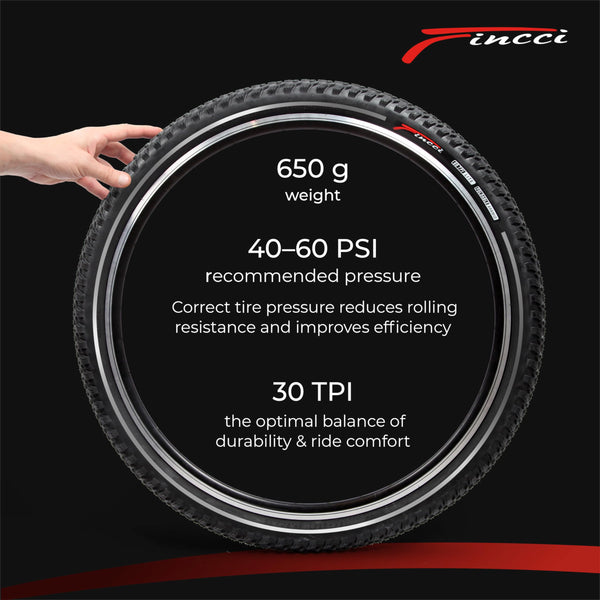 Fincci Durable 27.5 x 2.10 Mountain Bike Tires 54-584 - Kevlar Foldable 27.5 Bike Tire Oncamp for Cycle on MTB, Mud, Dirt, Offroad, XC Bicycle, E-Bikes - Lightweight Tyre 30 TPI