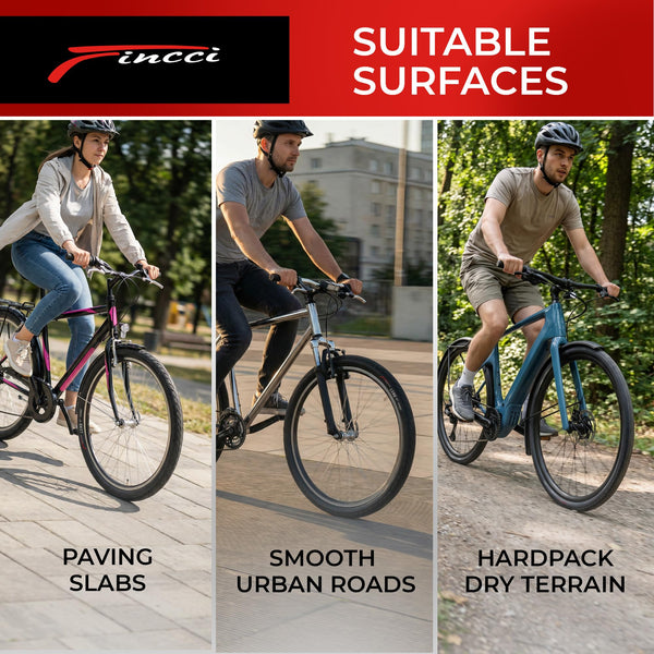 Fincci Pair 26x1.95 Bike Tire - Leno Semi-Slick City 26 inch Bike Tires - 50-559 Black Foldable Mountain Bike Tires for Electric, Road, MTB Bikes