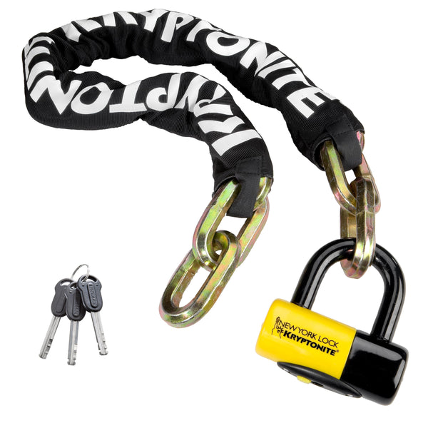 Kryptonite New York FAHGETTABOUDIT 1410 Bike Chain Lock, 3.28 Feet Long 14mm Steel Chain Heavy Duty Anti-Theft Bicycle Chain Lock with Keys, 10/10 Security Rating for E-Bike, Motorcycle, Scooter | chain-bike-locks