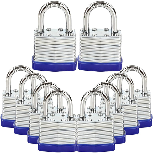 SEPOX® Trinity Keyed-Alike Padlocks Outdoor, Reinforced Laminated Steel Body Heavy-Duty 1-9/16" 40MM, Uncuttable Standard Shackle, 3-Pcs-Lock, 6-Pcs Same Keys, for Gym Locker, Toolbox, Shed, Storage
