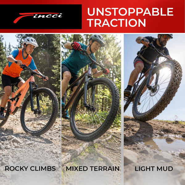 Fincci Durable 27.5 x 2.10 Mountain Bike Tires 54-584 - Kevlar Foldable 27.5 Bike Tire Oncamp for Cycle on MTB, Mud, Dirt, Offroad, XC Bicycle, E-Bikes - Lightweight Tyre 30 TPI