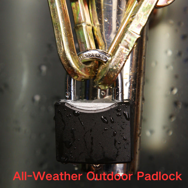 SEPOX® 2-Pack Heavy Duty Outdoor Padlocks, Keyed Alike – 1-9/16" Solid Steel, Weatherproof Rustproof Lock with Black Coating & 2 Keys for Gate, Fence, Toolbox, Gym & Shed Locker