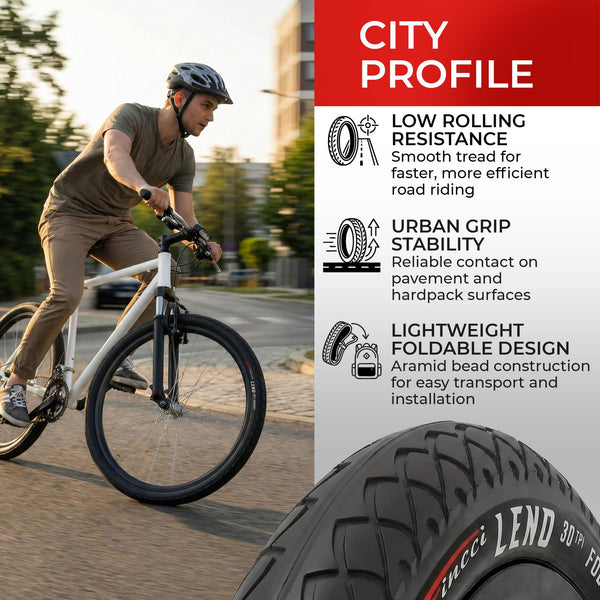 Fincci Pair 26x1.95 Bike Tire with 26 Inch Bike Tube - Slick City 26 inch Bike Tires - 50-559 Black Foldable Mountain Bike Tires with Kevlar for Electric, Trainer, Road Bikes, MTB Accessories