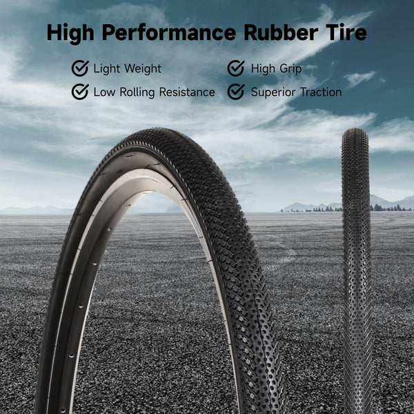 yeesport 700 x 40c/45c Bike Tires, 2 Pack Foldable 42-622 700x40c/700x45c Tires and 700x38/40/42/45c Inner Tubes 48mm A/V Valve, 700c Gravel Bike Tires