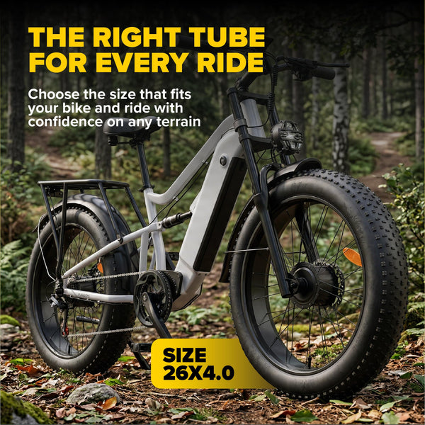 Ultraverse 20x4.0, 24x4.0, 26x4.0, 20x3.0, 26x3.0, 16x3.0, Inner Tube Set with Schrader Valve - Ideal for Mountain Bikes & E-Bikes with Fat Tires - Durable & Reliable 2 Pack with Tire Levers - TRIPPER ELECTRIC BIKES