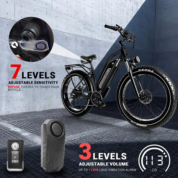 Himiway Bike Alarm Horn with Remote IP65 Waterproof Anti Theft Bicycle Alarm Wireless Security Vibration Motion Sensor Loud 113dB Adjustable Sensitivity for Bike, Motorcycle, Car, Scooter, Trailer - TRIPPER ELECTRIC BIKES