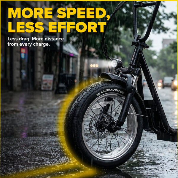 ULTRAVERSE 20x3.0 20x4.0 26x4.0 inch - Robust, High-Performance 20inch Fat Tyre for Ebikes and MTB, Dual Compound Road Dominator, Reinforced Casing for Street & Trail Adventures